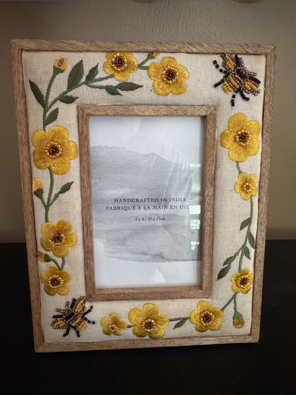 Handcrafted Floral Embroidered Photo Frame - NWOT